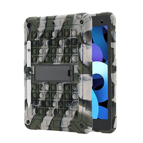 

Tablet Case Cover For Apple iPad 10.2'' 9th 8th 7th Waterproof Pencil Holder with Stand Camouflage Solid Colored Silica Gel PC
