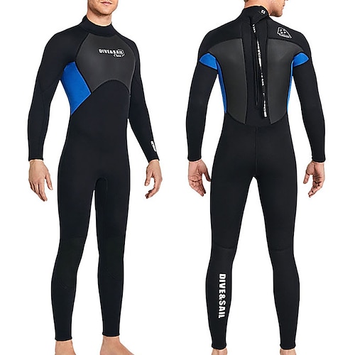 

Dive&Sail Men's Full Wetsuit 3mm SCR Neoprene Diving Suit Thermal Warm Windproof UPF50 High Elasticity Long Sleeve Full Body Back Zip - Swimming Diving Scuba Kayaking Patchwork Spring Summer Winter