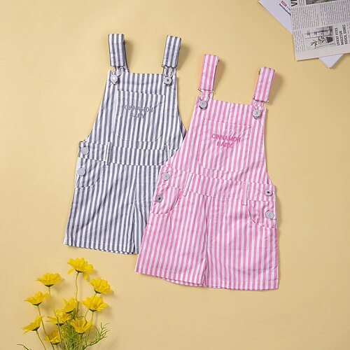 

Kids Girls' Jumpsuit Striped Basic Outdoor Cotton 1-5 Years Summer Pink Gray