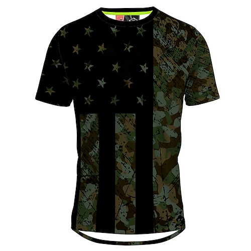 

21Grams Men's Downhill Jersey Dirt Bike Jersey Short Sleeve Mountain Bike MTB Road Bike Cycling Army Green Grey American / USA Camo / Camouflage Bike Jersey Breathable Quick Dry Moisture Wicking