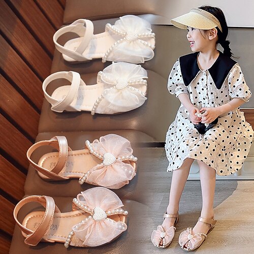 

Girls' Sandals Flats Princess Shoes Leather Satin Portable Princess Shoes Big Kids(7years ) Little Kids(4-7ys) Daily Outdoor Magic Tape Rosy Pink Beige Summer