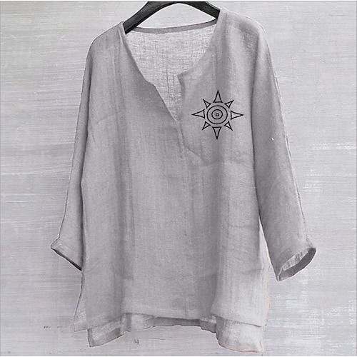 

Men's Shirt Solid Color Sun V Neck Street Casual Button-Down Print Half Sleeve Tops Designer Casual Fashion Breathable White Black Gray / Summer