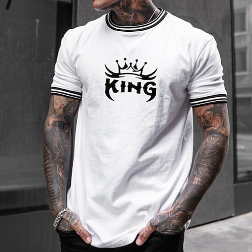 

Herren T Shirt Graphic Buchstabe Rundhalsausschnitt Strasse Casual Kurzarm Bedruckt Bekleidung Modisch Klassisch Komfortabel Groß und hoch