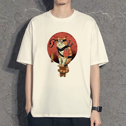 

Inspired by Ukiyo The Floating World Cat Samurai T-shirt Cartoon Manga Anime Harajuku Graphic Kawaii T-shirt For Men's Women's Unisex Adults' Hot Stamping 100% Polyester