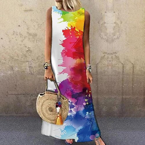 

Mulheres Vestido de turno Vestido Longo Vestido Maxi Preto Branco Amarelo Sem Manga Floral Imprimir Primavera Verão Gola Redonda Casual 2023 S M L XL XXL 3XL 4XL 5XL