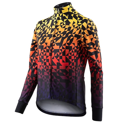 

21Grams Women's Cycling Jersey Long Sleeve Bike Jersey Top with 3 Rear Pockets Mountain Bike MTB Road Bike Cycling Breathable Quick Dry Moisture Wicking Reflective Strips Yellow Geometic Polyester