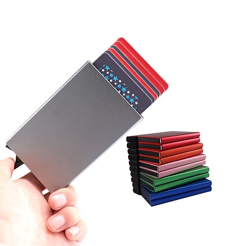 

Business Card Holder Case Plastic Metal Name Card Holder Waterproof Pocket with Magnetic Shut for Women Men