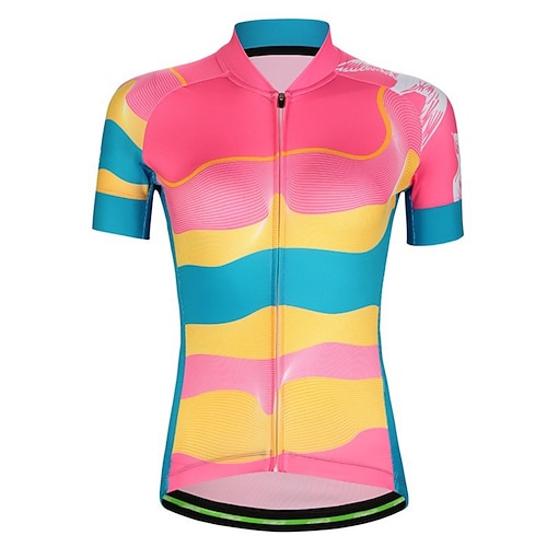 

21Grams Women's Cycling Jersey Short Sleeve Bike Top with 3 Rear Pockets Mountain Bike MTB Road Bike Cycling Breathable Quick Dry Moisture Wicking Reflective Strips Red Yellow Color Block Polyester