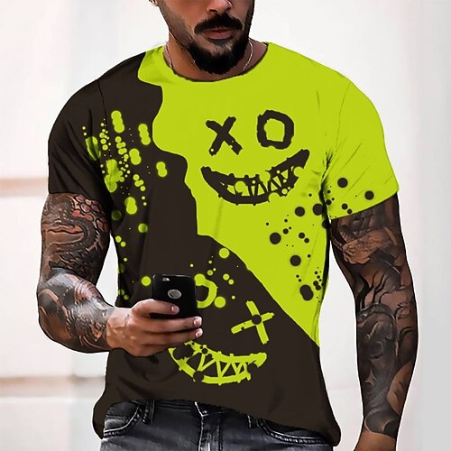 

Men's Tee T shirt Tee 3D Print Graphic Patterned Round Neck Casual Daily 3D Print Short Sleeve Tops Designer Fashion Cool Comfortable Green Blue Orange / Summer