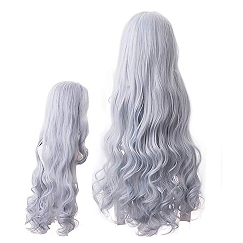 

MHA Eri Cosplay Wig BNHA Anime Hair Bluish Gray Long Curly Center Parting Synthetic Wigs for Party