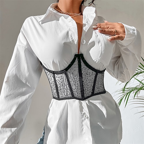 

Corset Women's Corsets Corset Tops Party Evening Valentine's Day Club Black Breathable Comfortable Underbust Corset Tummy Control Fashion Geometric Fall Winter Summer