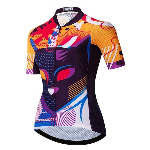 

21Grams Women's Cycling Jersey Short Sleeve Bike Top with 3 Rear Pockets Mountain Bike MTB Road Bike Cycling Breathable Quick Dry Moisture Wicking Reflective Strips Yellow Geometic Polyester Spandex