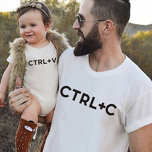 

Family Look T shirt Family Sets Letter Street Print White Black Gray Short Sleeve Active Matching Outfits