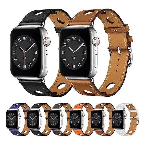 

1PC Smart Watch Band Compatible with Apple iWatch Series 8 7 6 5 4 3 2 1 SE Leather Loop for iWatch Smartwatch Strap Wristband Genuine Leather Adjustable Classic Clasp Rugged