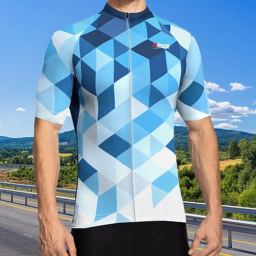 

21Grams Men's Cycling Jersey Short Sleeve Bike Jersey Top with 3 Rear Pockets Mountain Bike MTB Road Bike Cycling Breathable Quick Dry Moisture Wicking Soft Green Yellow Dark Blue Polyester Spandex