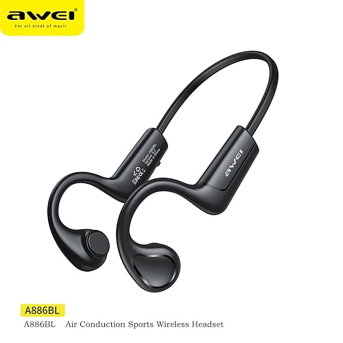 

AWEI A886BL Bone Conduction Headphone Ear Hook Bluetooth 5.2 Noise cancellation Stereo Long Battery Life for Apple Samsung Huawei Xiaomi MI Fitness Running Everyday Use Mobile Phone