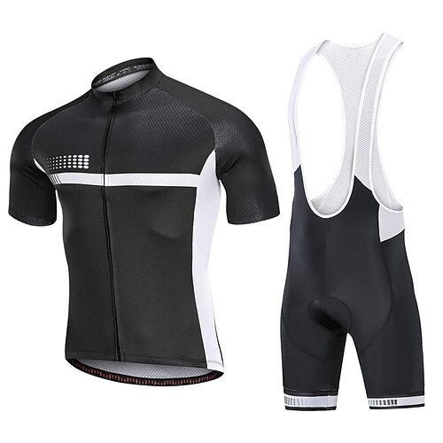 

Men's Short Sleeve Cycling Jersey with Bib Shorts Blue Bike 3D Pad Breathable Quick Dry Sports Graphic Clothing Apparel
