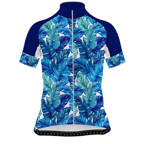 

21Grams Women's Short Sleeve Cycling Jersey Bike Jersey Top with 3 Rear Pockets Mountain Bike MTB Road Bike Cycling Breathable Quick Dry Moisture Wicking Blue Floral Botanical Spandex Polyester Sports