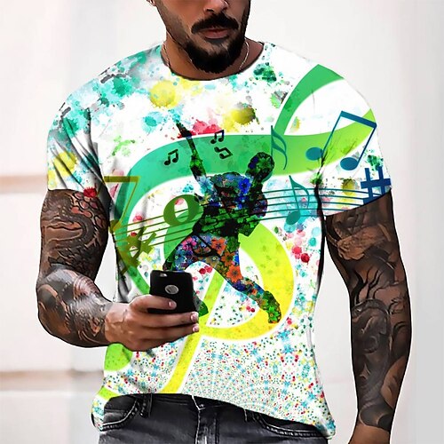 

Men's Tee T shirt Tee 3D Print Graphic Round Neck Casual Daily 3D Print Short Sleeve Tops Designer Fashion Cool Comfortable Green / Summer