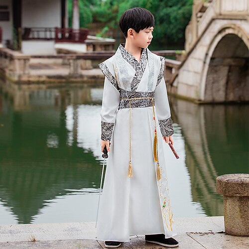 

Kid's Boys Chinese Traditional Hanfu Ancient Chinese Dress For Party Polyester Masquerade Costume