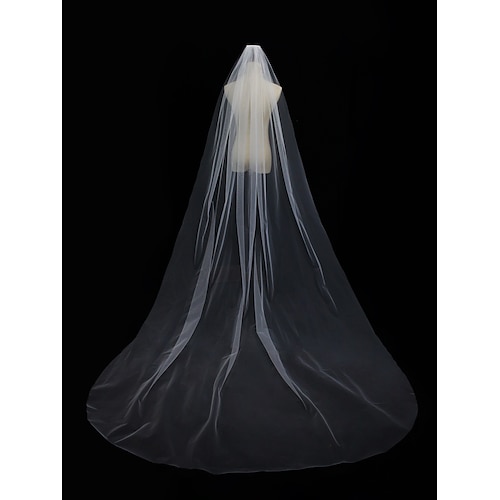 

One-tier Classic & Timeless / Elegant & Luxurious Wedding Veil Chapel Veils / Cathedral Veils with Pure Color Tulle