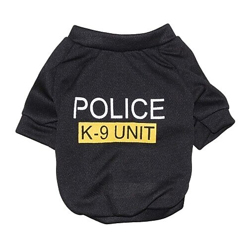 Kat Hond T-shirt Puppy kleding Politie / militair Letter & Nummer Modieus Hondenkleding Puppy kleding Hondenoutfits Zwart Kostuum voor Girl and Boy Dog Katoen XS S M L