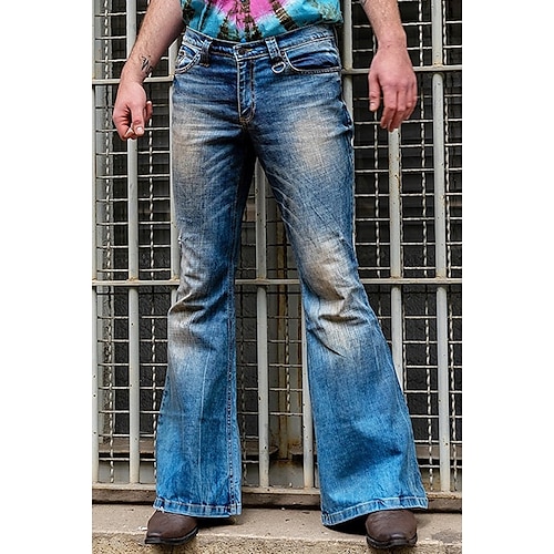 70s Disco Pants for Men,Mens Bell Bottom Jeans Pants,60s 70s Bell