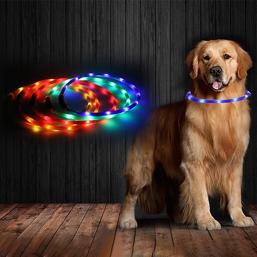 

LED Light Up Dog Collar USB Charging Anti-Lost Luminous Flashing Necklace Cat Dog Light Outdoor Walking Night Safety Collar Pet Supplies