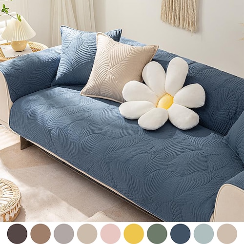 

Sofa Seat Cover Couch Slipcover Blue for Sectional Armchair Loveseat 4 or 3 Seater L Shape Solid Soft Durable Washable