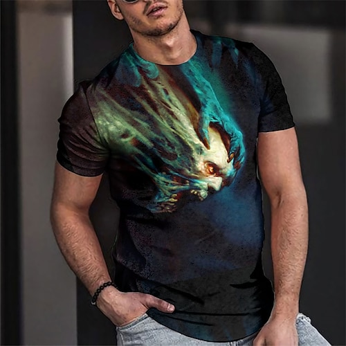 

Homme Unisexe T shirt Tee Imprimés Photos Humain Col Ras du Cou Bleu 3D effet Extérieur Plein Air Manches Courtes Imprimer Vêtement Tenue Sportif Design Casual Grand et grand / Eté / Eté