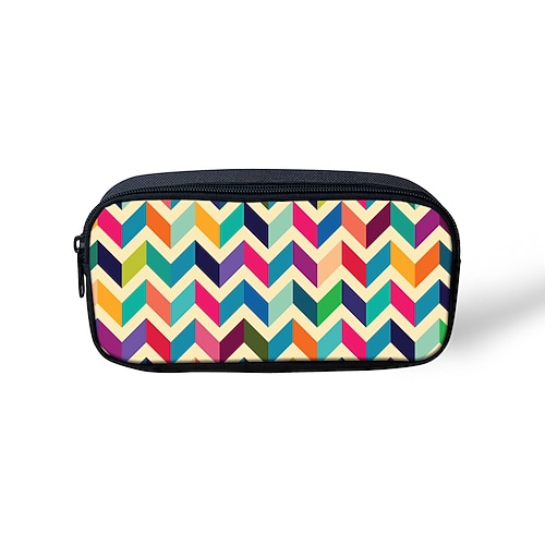 

Unisex Pencil Cases Polyester Zipper Cartoon Cat Floral Print Daily Office & Career Black