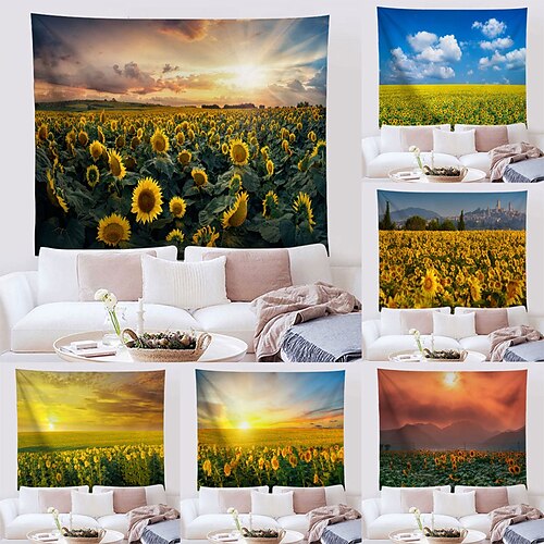 

Sunflower Wall Tapestry Art Decor Blanket Curtain Hanging Home Bedroom Living Room Decoration Polyester