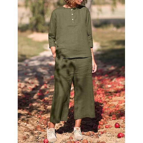 

Women's Blouse Shirt Basic Green Blue Casual Daily Solid Color Crew Neck S M L XL 2XL