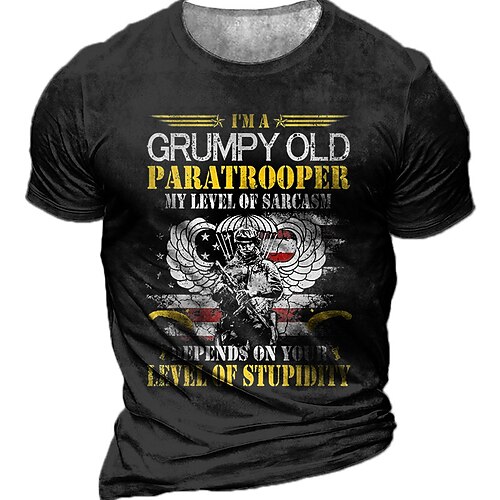 

Men's Unisex T shirt Tee 3D Print Graphic Patterned Soldier Letter Crew Neck Street Daily Print Short Sleeve Tops Designer Casual Vintage Big and Tall Black Army Green Khaki / Summer