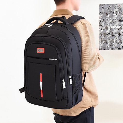 

Men's School Bag Commuter Backpack Functional Backpack Oxford Cloth Nylon Solid Color Large Capacity Waterproof Zipper School Daily Green Black Blue Red