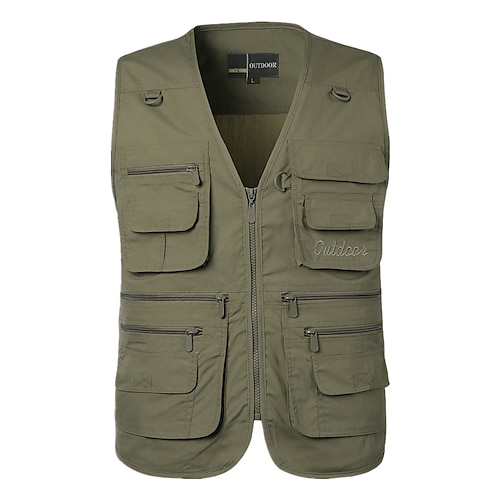 Men's Fishing Vest Hiking Vest Sleeveless Outerwear Zip Top
