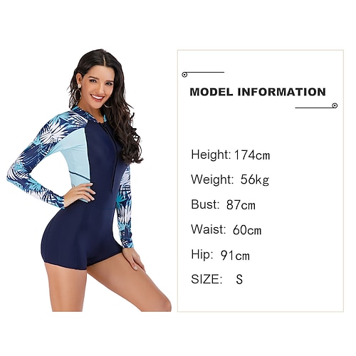 NJNJGO Costume Intero Da Donna Con Protezione Solare UPF 50+ - Maniche Corte, Stampato, Con Cerniera, Sportivo