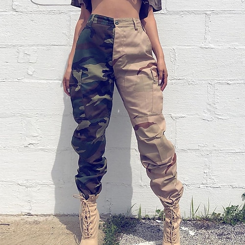 

Women's Cargo Pants Pants Trousers Trousers Cotton Blend Green Mid Waist Fashion Casual Weekend Print Micro-elastic Full Length Comfort Camouflage S M L XL XXL