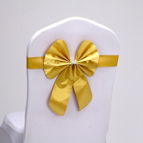 

Satin Chair Sashes Bows for Wedding Reception- Universal Chair Cover Back Tie Supplies for Banquet, Party, Hotel Event Decorations