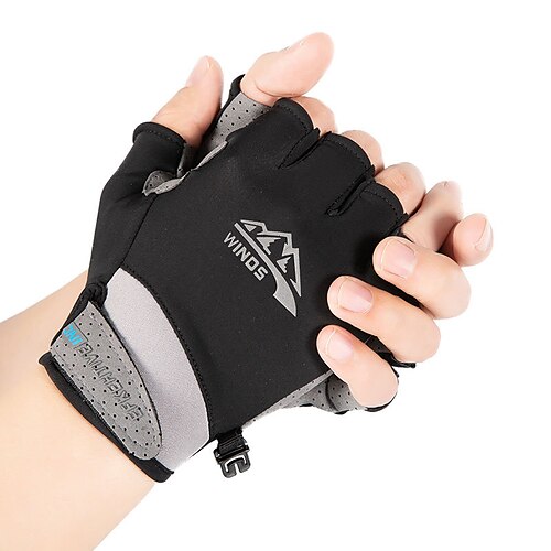 

Ice Silk Sunscreen Gloves Men And Women Summer Thin Two-finger Non-slip Driving Riding Outdoor Fishing Half-finger Gloves