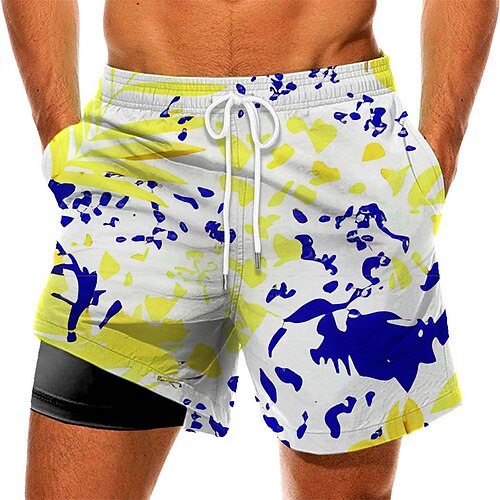 

Men's Swim Trunks Swim Shorts Quick Dry Board Shorts Bathing Suit with Pockets Compression Liner Drawstring Swimming Surfing Beach Water Sports Floral Summer