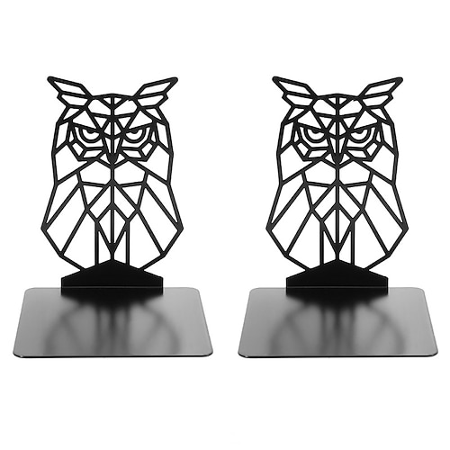 

Owl Bookends Non-slip Iron Book Magazine Storage Rack Desktop Organizer Holder for Books CD Magazine Files