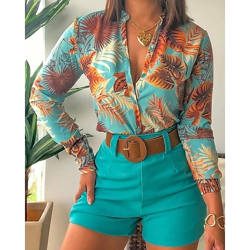 

Audrey Hepburn Retro Vintage 1950s Blouse / Shirt Masquerade High Waist Shorts Women's Costume Vintage Cosplay Party / Evening Long Sleeve Blouses Masquerade