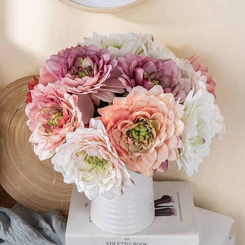 

Artificial Flower Home Decorations 1Pc Artificial Dahlia Pinnata Cav Wedding Party Flowers Home Display