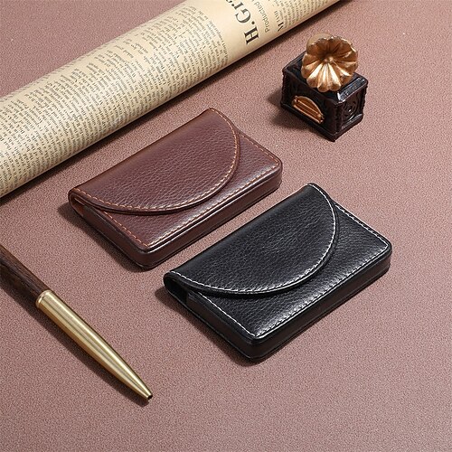 

Business Card Holder PU Leather Business Card Case Pocket Credit Card Holders Slim Name Card Holder Magnetic Shut Business Card Carrier for Men or Women Home & Office