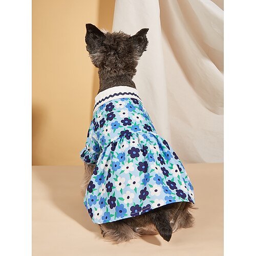 

Dog Cat Dress Flower / Floral Cute Party Holiday Dog Clothes Puppy Clothes Dog Outfits Soft Blue Costume for Girl and Boy Dog Polyster XS S M L XL