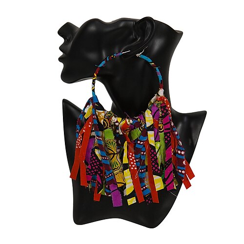 

Adults Women's African Print Earrings For Party Fabric Masquerade Earring