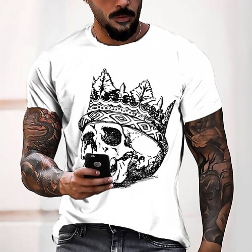 

Men's Tee T shirt Tee 3D Print Graphic Round Neck Casual Daily 3D Print Short Sleeve Tops Designer Fashion Cool Comfortable White / Summer