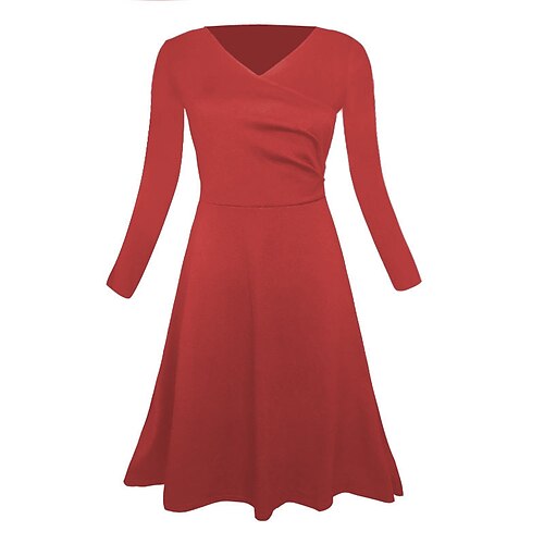 

Women's A Line Dress Short Mini Dress White Black Gray Wine Dark Gray Red Long Sleeve Pure Color Ruched Spring Summer V Neck Stylish Elegant Classic 2022 S M L XL XXL 3XL 4XL