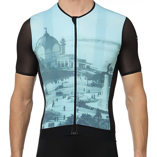 

21Grams Men's Cycling Jersey Short Sleeve Bike Top with 3 Rear Pockets Mountain Bike MTB Road Bike Cycling Breathable Quick Dry Moisture Wicking Reflective Strips Blue Graphic Stripes Polyester